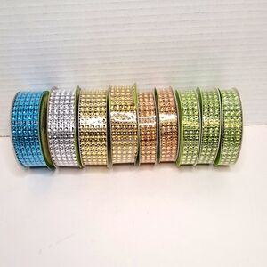 Sparkling Diamond Wrap Ribbon Set of Nine NEW Rolls for Crafts Decorations